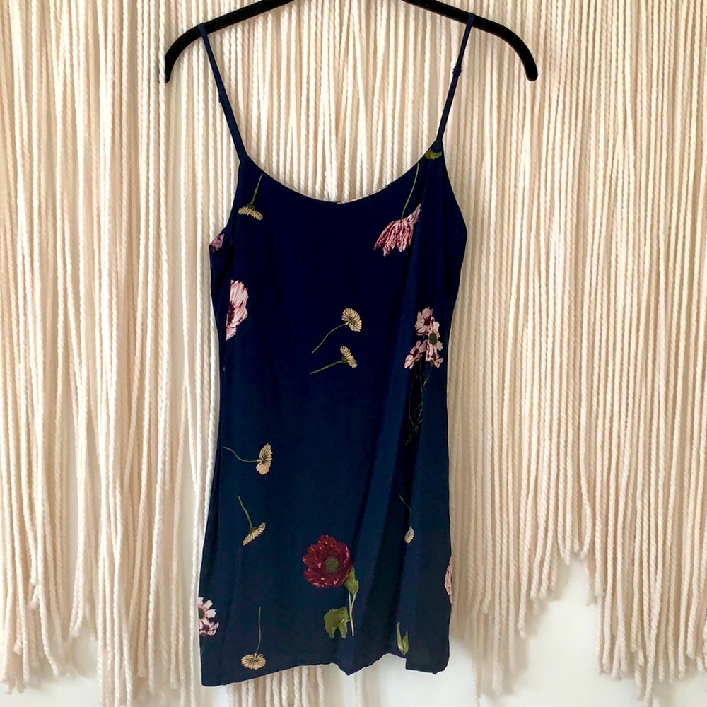 Reformation Navy Floral Slip Mini Dress